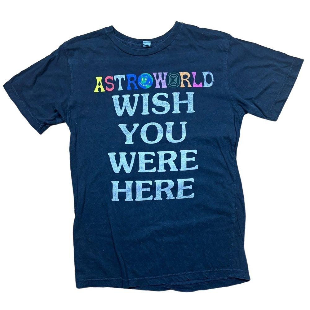 Travis Scott Astroworld Wish You Were Here Tour 2018 T-Shirt Black Size Medium